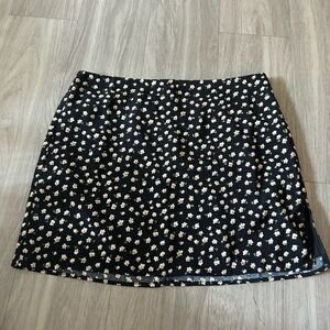 Pink lily Floral Black Mini Skirt 2x